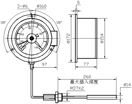 WTZ-288、WTQ-288 電接點(diǎn)壓力式溫度計(jì)